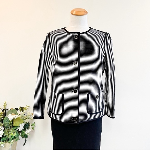 NWT Talbots Black Stripe Blazer - Picture 5 of 14